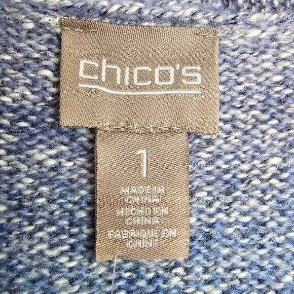 Chicos Tarin Spacedye Sweater Cardigan Cable Knit Trim Open Front Size 1 Whimsy - Picture 6 of 9